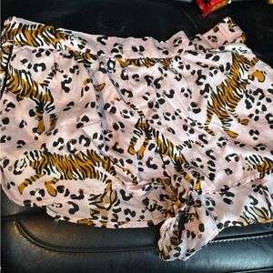 Anthropologie Pink and Brown Animal Print Sleepwear Shorts size S